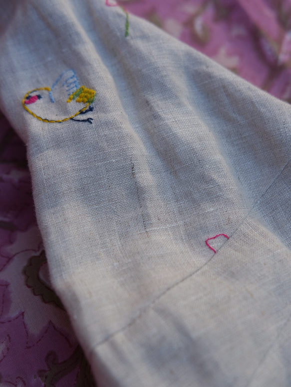 秘密の庭|刺繍リネンのクロワッサンバッグ 8