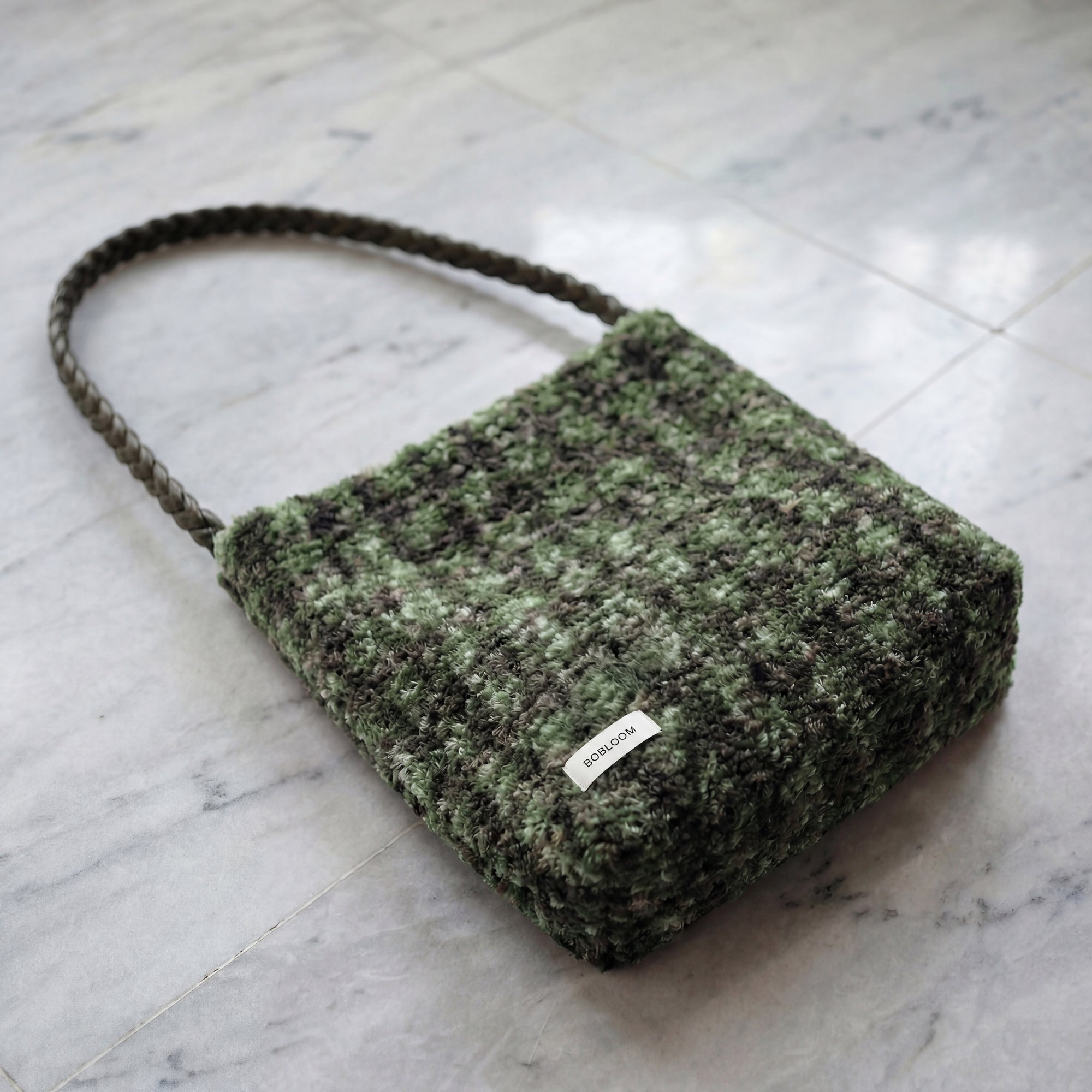 ボア（ミックスチェック柄）ショルダーバッグ｜深緑系