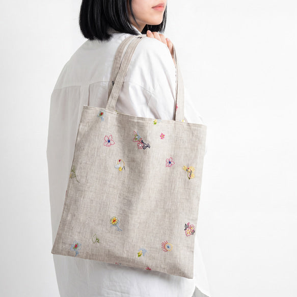 秘密の庭・散策｜刺繍リネン トートバッグ 1
