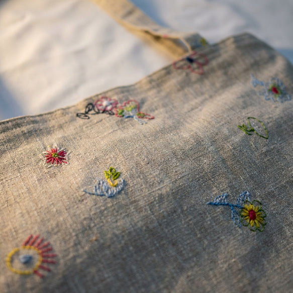 秘密の庭・散策｜刺繍リネン トートバッグ 3