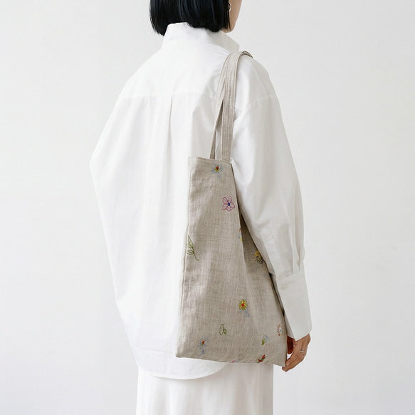 秘密の庭・散策｜刺繍リネン トートバッグ 7